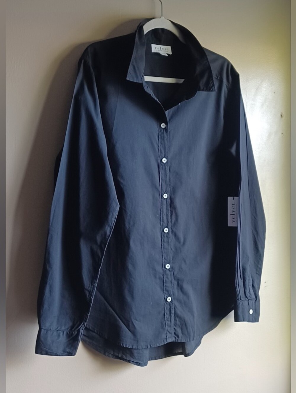 NWT VELVET by Spencer & Graham Blouse In Black Cotton XL
